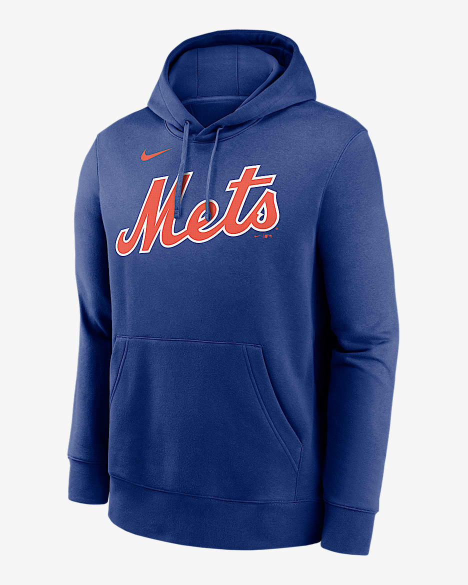 【NIKE】New York Mets Club Slack Men's NikeMLBPulloverHoodie mens-nike-black-new-york-mets-